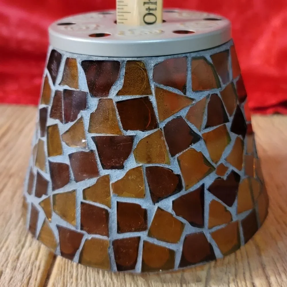 Vintage Home Interiors Amber Mosaic Glass Candle Shade